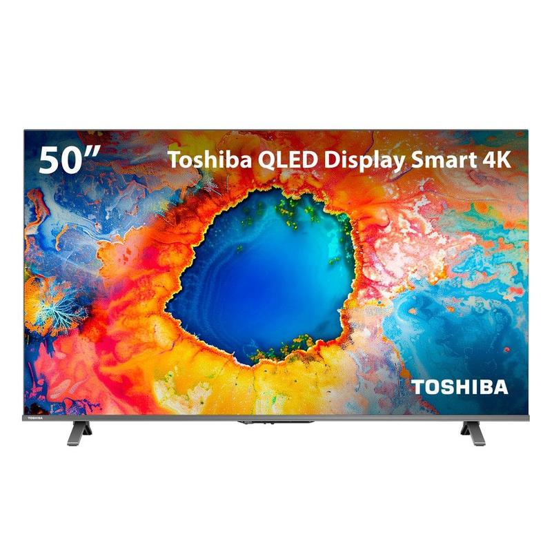 Smart TV QLED 50 4K Toshiba 50C450NS Google TV 3 HDMI 2 USB Wi-Fi